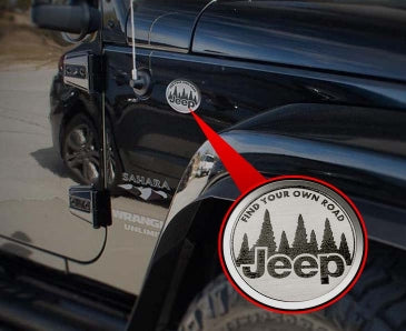 2007-2018 Jeep Wrangler JK - Find Your Own Road Badges 2Pc | Stainless Steel-ACC-142014-corvette-store-online