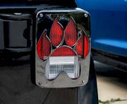 2007-2018 Jeep Wrangler JK/JKU - Paw Print Tail Light Covers | Stainless Steel, Choose Finish-ACC-142096-corvette-store-online