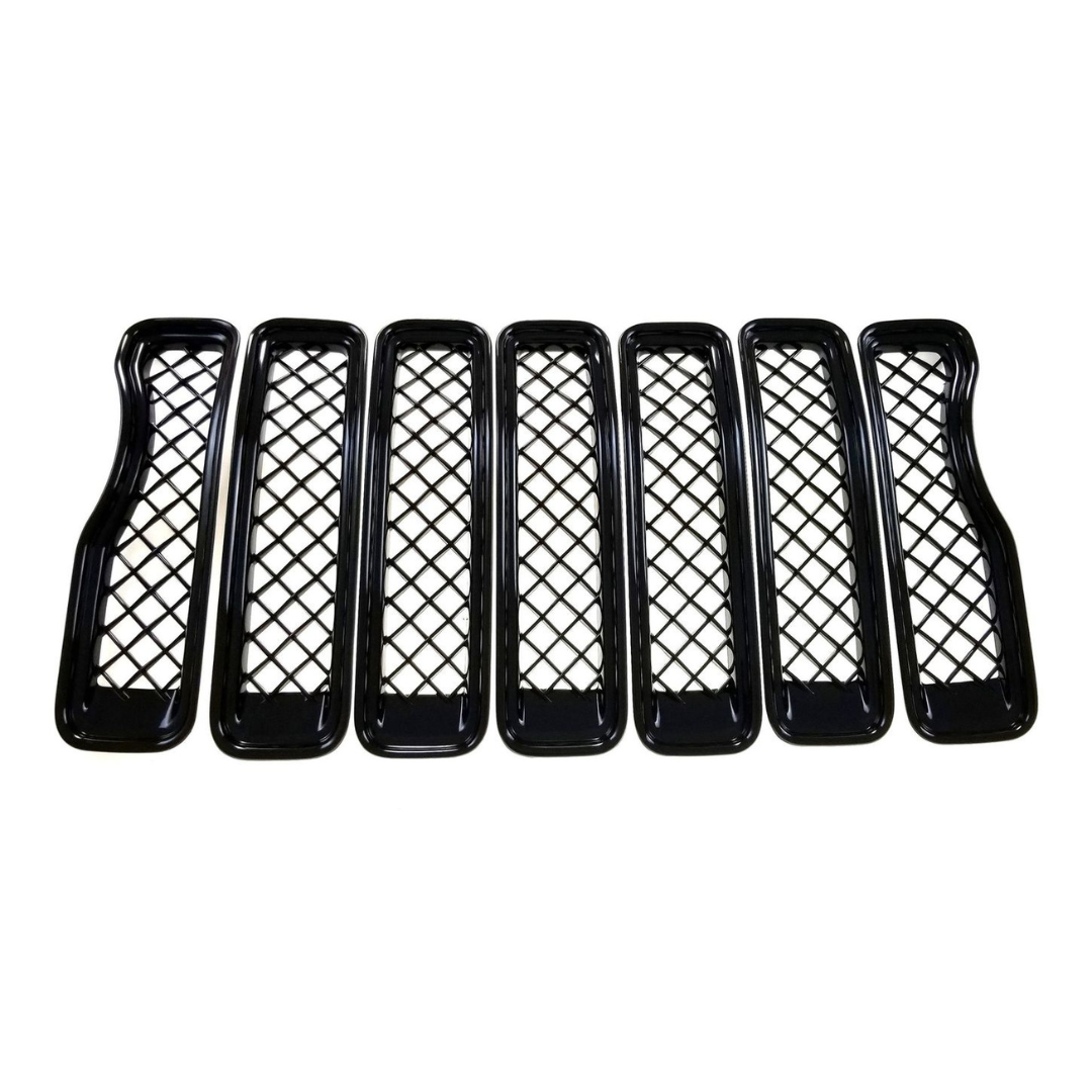 2018-2023 Jeep Wrangler Sahara/Rubicon 7 PCS Gloss Black Tape-on Patented Grille Overlay