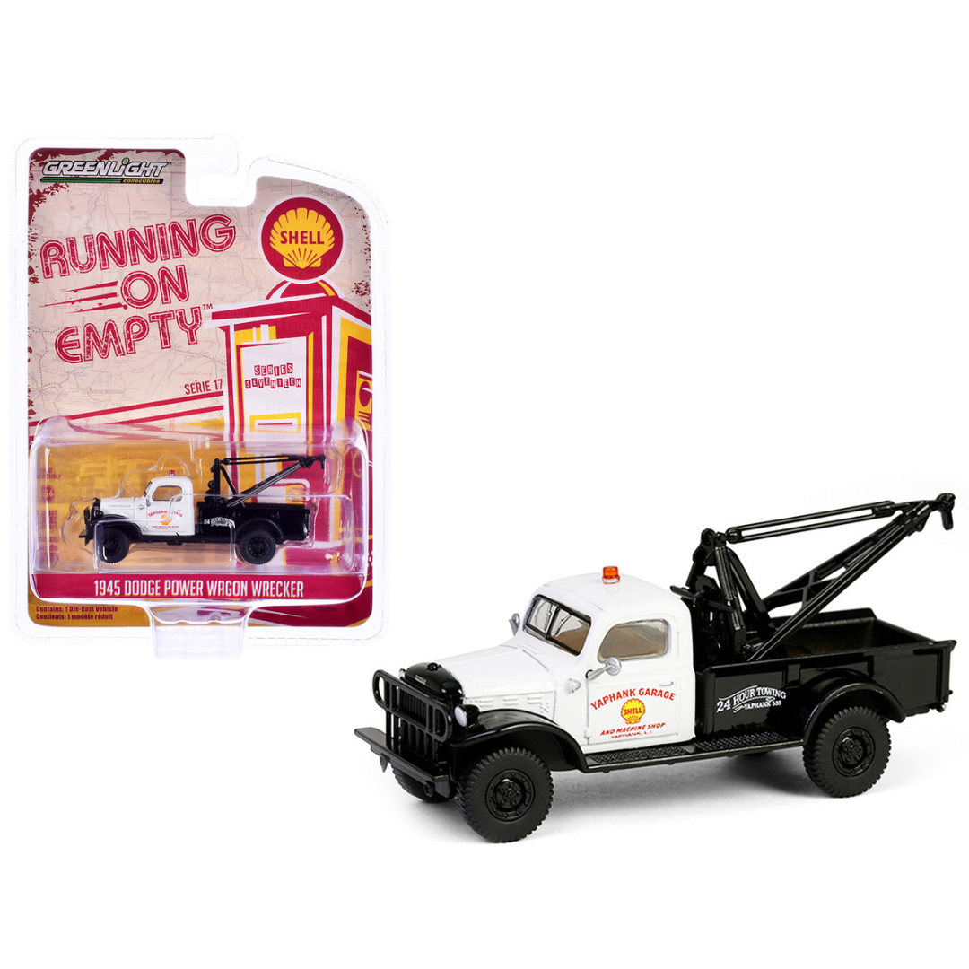 1945 Dodge Power Wagon Wrecker Tow Truck "Shell Oil" White and Black "Running on Empty" Series 17 1/64 Diecast Model Car