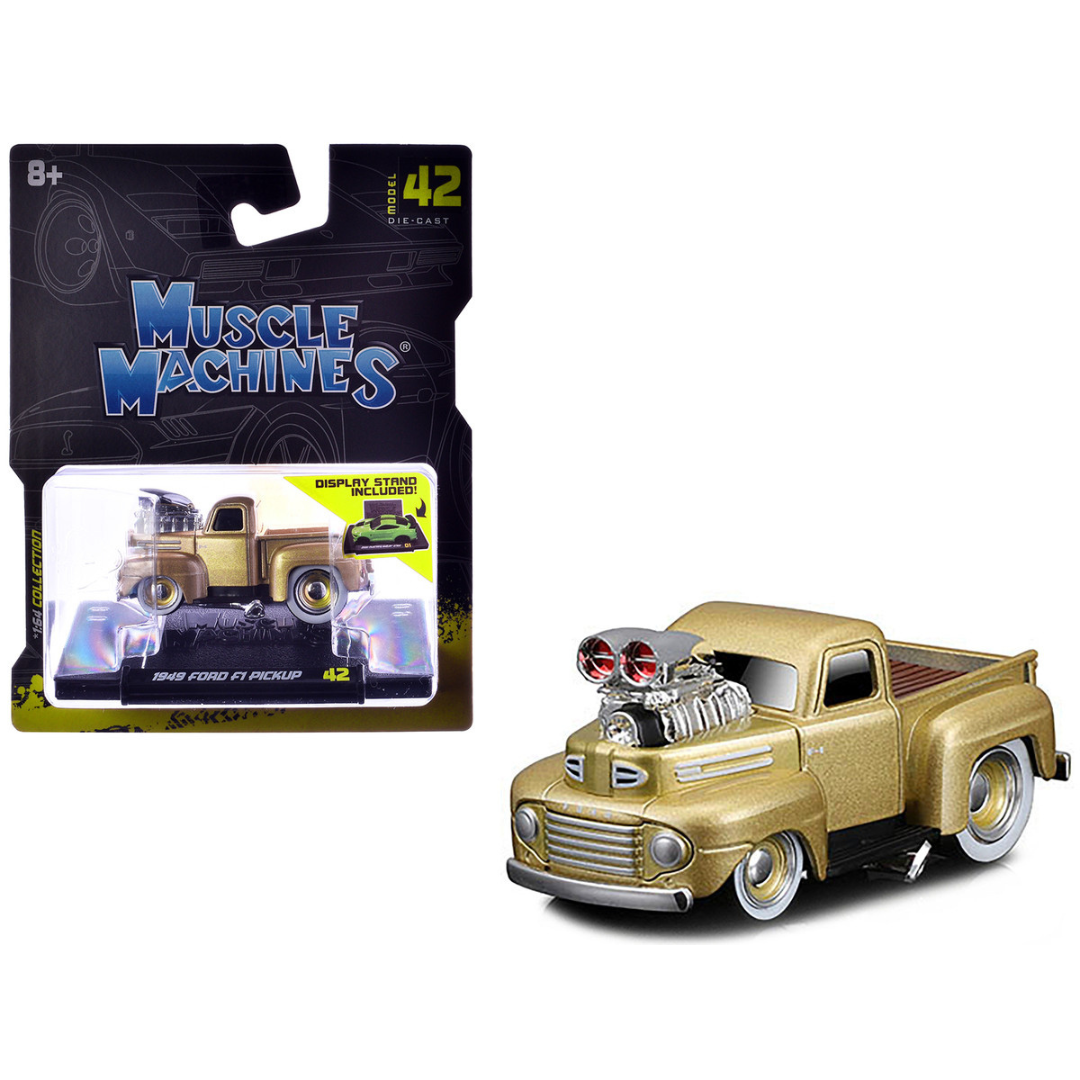 1949 Ford F1 Pickup Truck Gold Metallic 1/64 Diecast Model Car