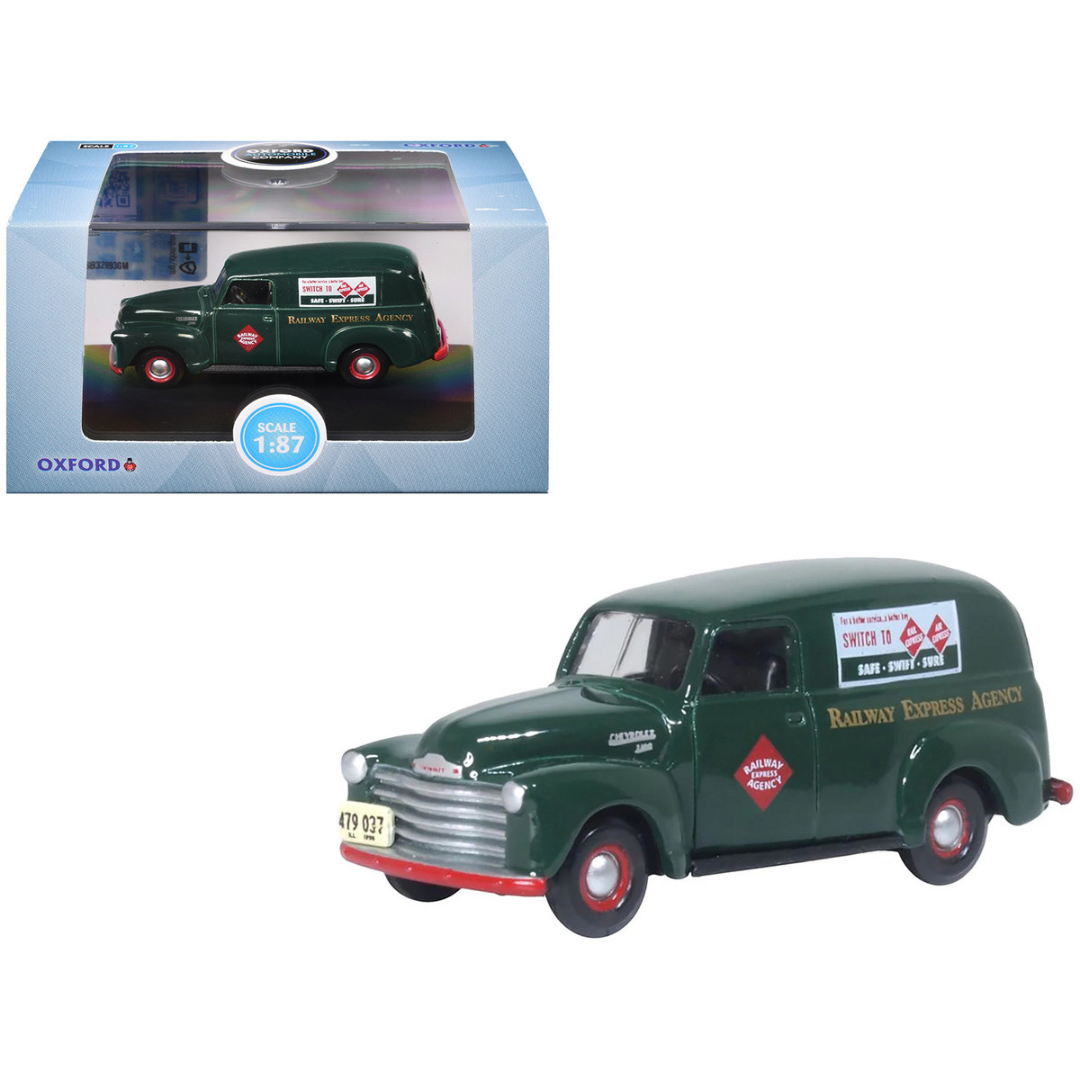 1950 Chevrolet Panel Van "Railway Express Agency" Dark Green 1/87 (HO) Scale Diecast Model Car