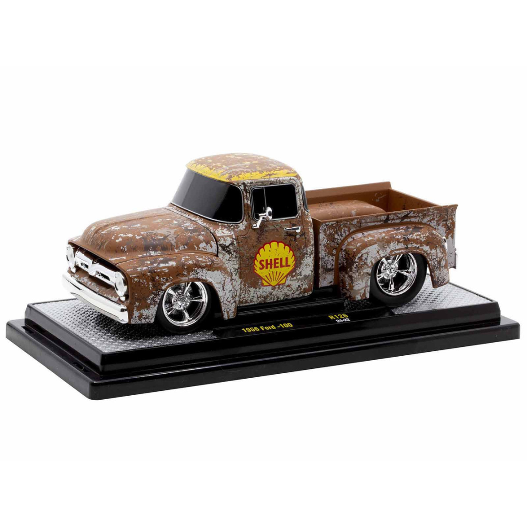 1956 Ford F-100 Pickup Truck "Shell" White with Yellow Top (Rusted) Limited Edition to 4250 pieces Worldwide 1/24 Diecast Model Car