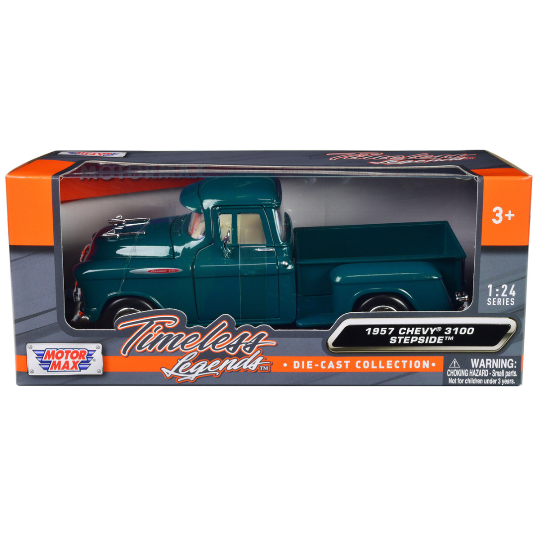 1957-chevrolet-3100-stepside-truck-teal-metallic-1-24-diecast-model-car-by-motormax