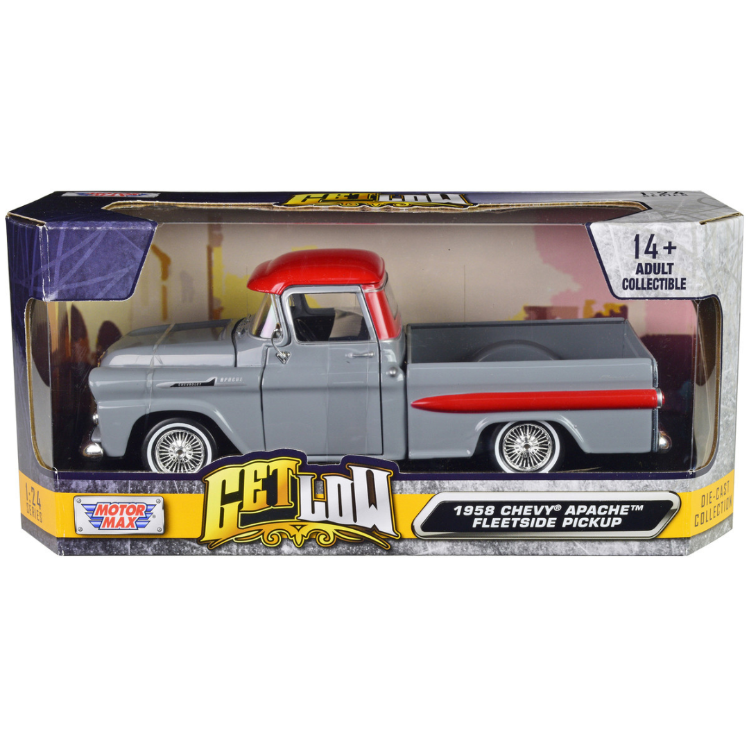 1958 Chevrolet Apache Fleetside Pickup Truck Lowrider "Get Low" Series 1/24 Diecast Model Car