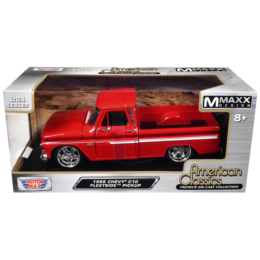 1966 Chevrolet C10 Fleetside Pickup Truck Red "Maxx Design" "American Classics" Series 1/24 Diecast Model Car