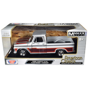 1966-chevrolet-c10-fleetside-pickup-truck-silver-metallic-with-brown-sides-american-classics-series-1-24-diecast-model-car