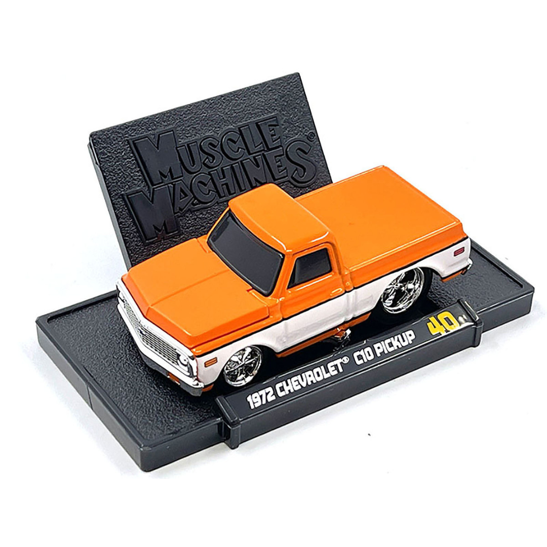 1972-chevrolet-c-10-pickup-truck-orange-and-white-1-64-diecast-model-car