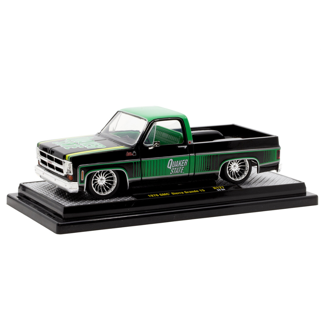 1976 GMC Sierra Grande 15 Pickup Truck "Quaker State" Black with Green Top Graphics and Interior Limited Edition to 6650 pieces Worldwide 1/24 Diecast Model Car