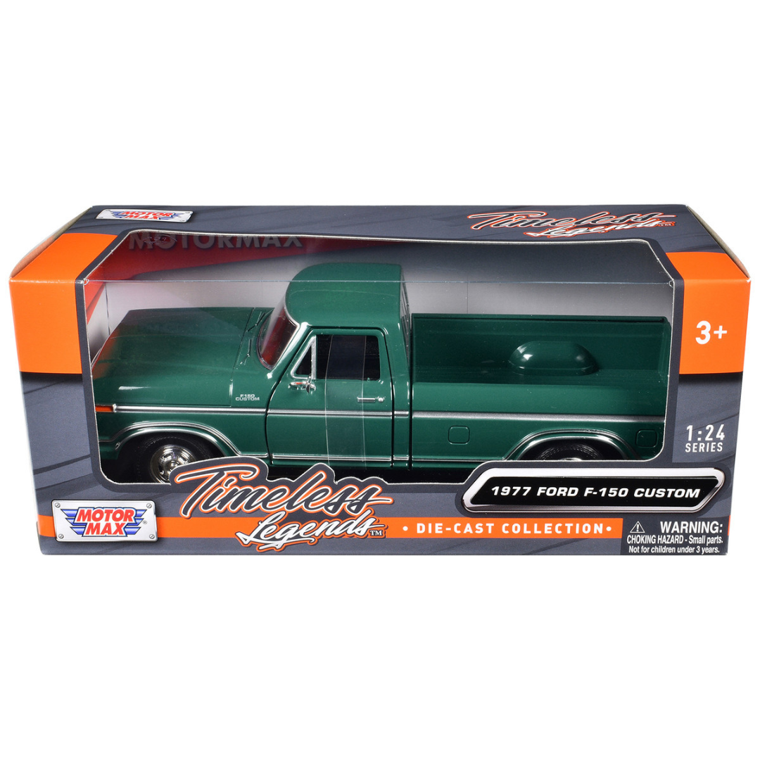 1977-ford-f-150-custom-pickup-truck-green-timeless-legends-series-1-24-diecast-model-car