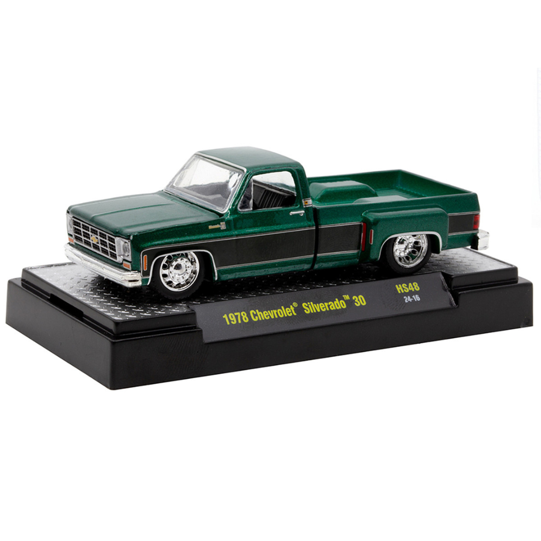 1978 Chevrolet Silverado 30 Pickup Truck Green Metallic and Black Limited Edition 1/64 Diecast Model Car