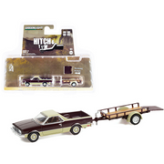 1984-chevrolet-el-camino-conquista-maroon-metallic-with-utility-trailer-1-64-diecast