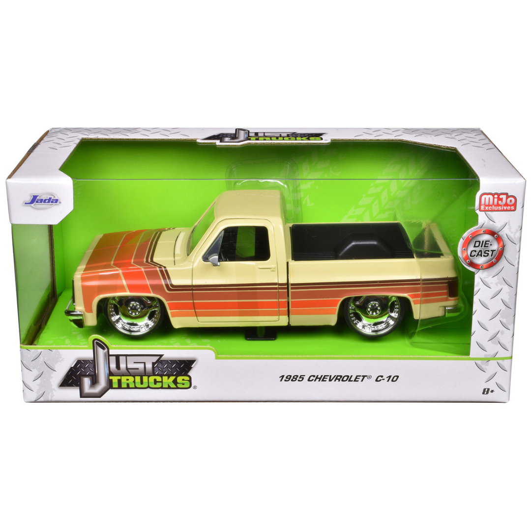 1985 Chevrolet C-10 Pickup Truck Beige with Stripes and Lowenhart Wheels "Just Trucks" Series 1/24 Diecast Model Car