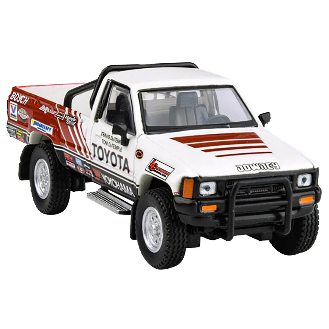 1985 Toyota Hilux Single Cab Pickup Truck "Class 7S Racing" White with Graphics 1/64 Diecast Model Car