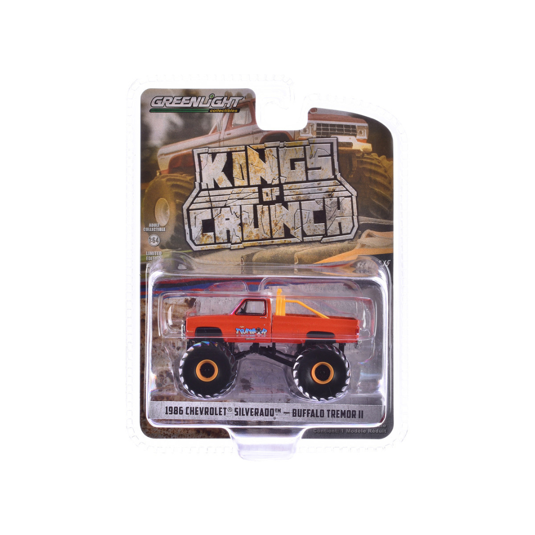 1986 Chevrolet Silverado Monster Truck Orange "Buffalo Tremor II" "Kings of Crunch" Series 15 1/64 Diecast Model Car