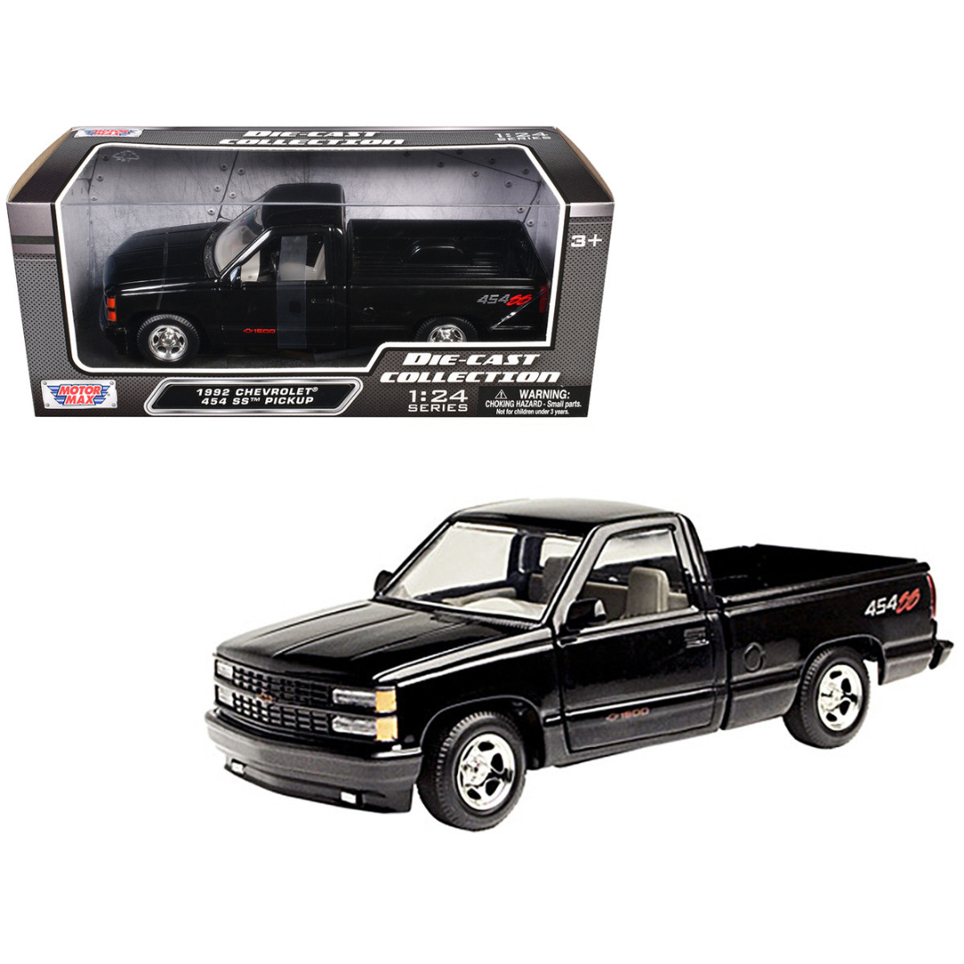 1992 Chevrolet 454 SS Pickup Truck Black 1/24 Diecast Model Car