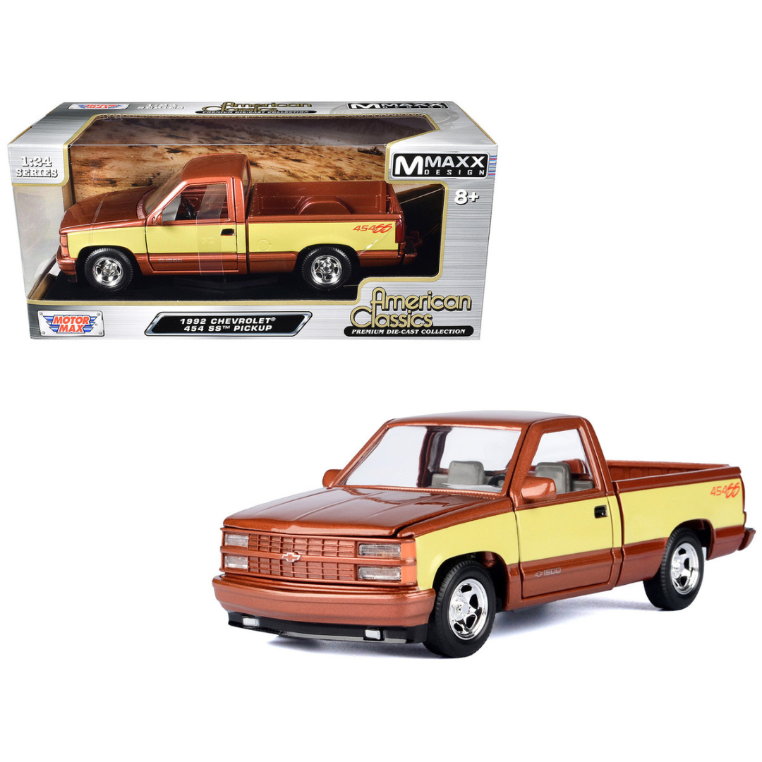 1992-chevrolet-454-ss-pickup-truck-copper-metallic-with-beige-sides-american-classics-series-1-24-diecast-model-car