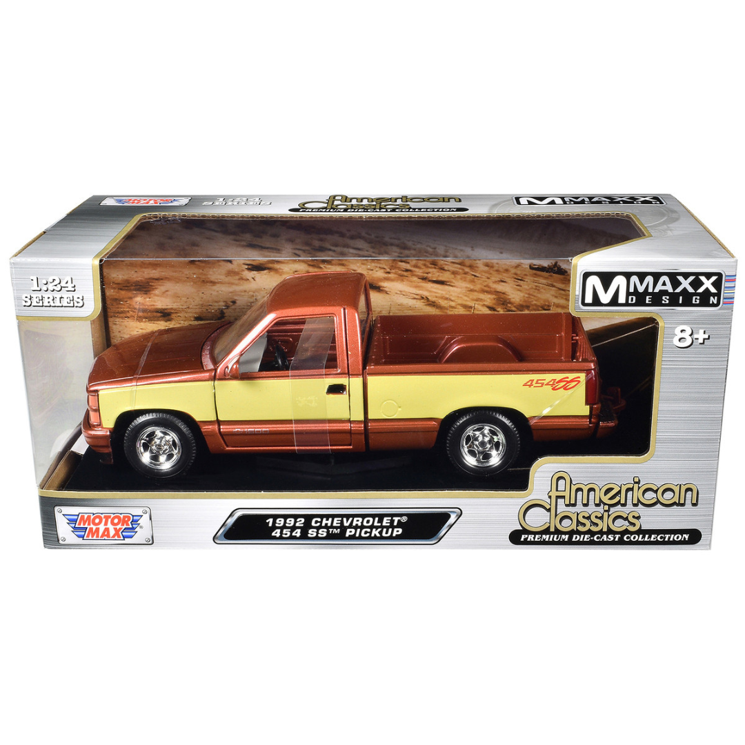 1992-chevrolet-454-ss-pickup-truck-copper-metallic-with-beige-sides-american-classics-series-1-24-diecast-model-car