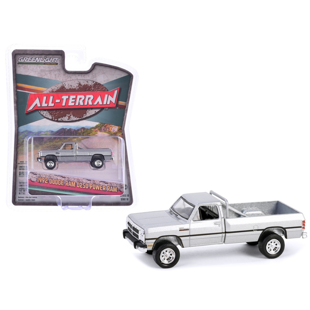 1992 Dodge Ram D250 Power Ram Pickup Truck Sterling Silver Metallic "All Terrain" Series 16 1/64 Diecast Model Car