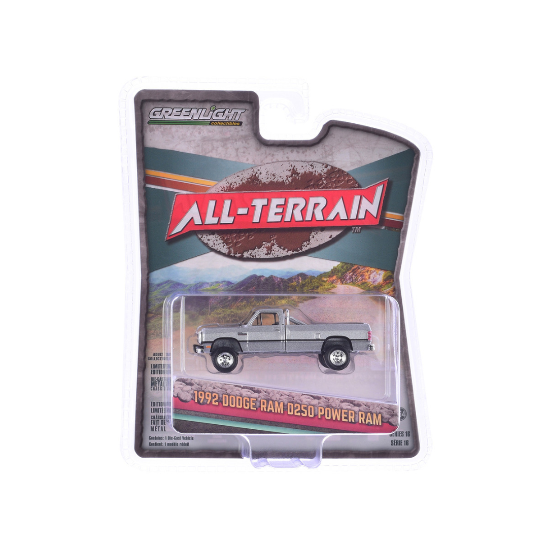 1992 Dodge Ram D250 Power Ram Pickup Truck Sterling Silver Metallic "All Terrain" Series 16 1/64 Diecast Model Car