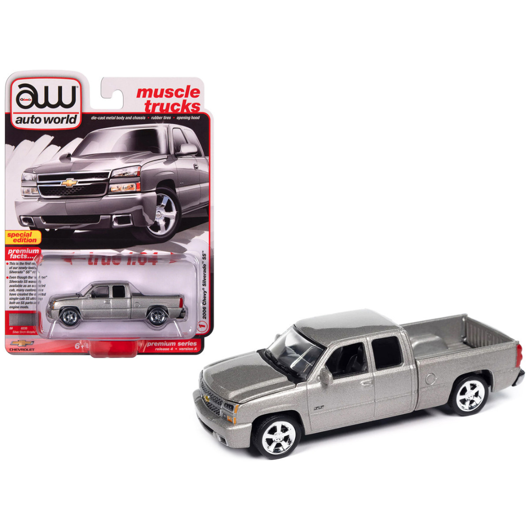 2006 Chevrolet Silverado SS Pickup Truck Silver Birch Metallic "Muscle Trucks" Series 1/64 Diecast Model Car