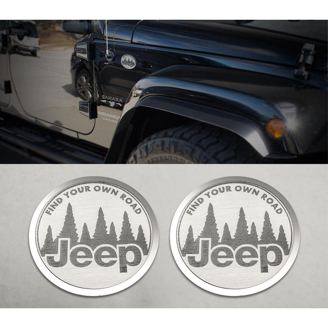 2007-2018 Jeep Wrangler JK - Find Your Own Road Badges 2Pc | Stainless Steel