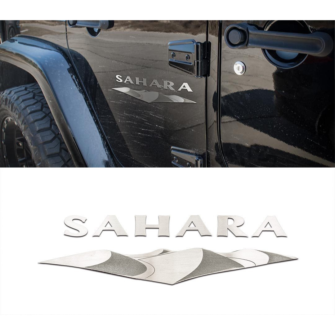 2007-2018 Jeep Wrangler JK - Sahara Badges 2Pc | Stainless Steel, Brushed