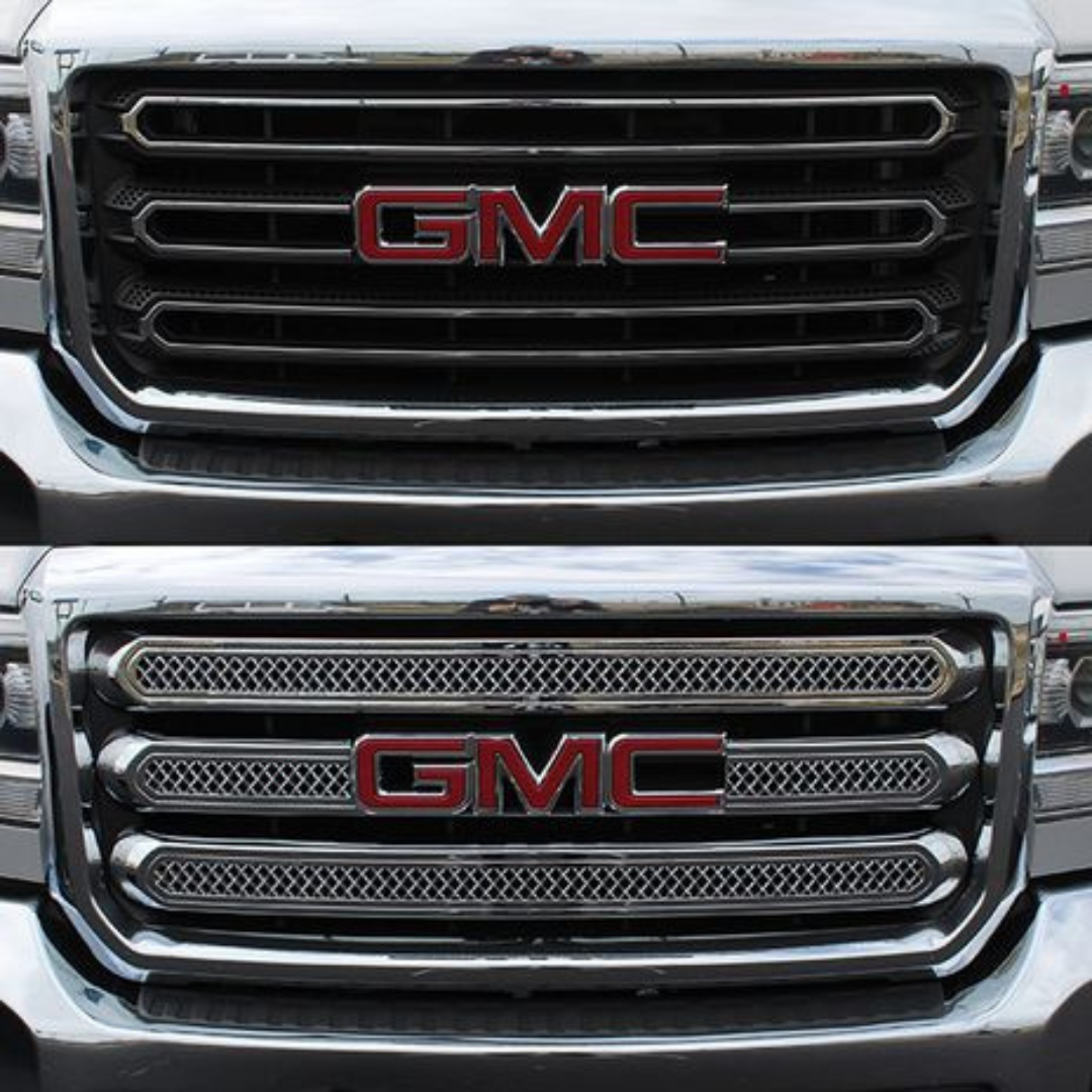 2015-2018 GMC Sierra 2500 HD/Sierra 3500 HD SLE/SLT 3 PCS Chrome Tape-on Patented Grille Overlay