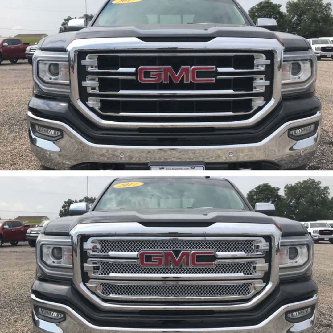 2016-2018 GMC Sierra 1500 SLT 3 PCS Chrome Tape-on Patented Grille Overlay