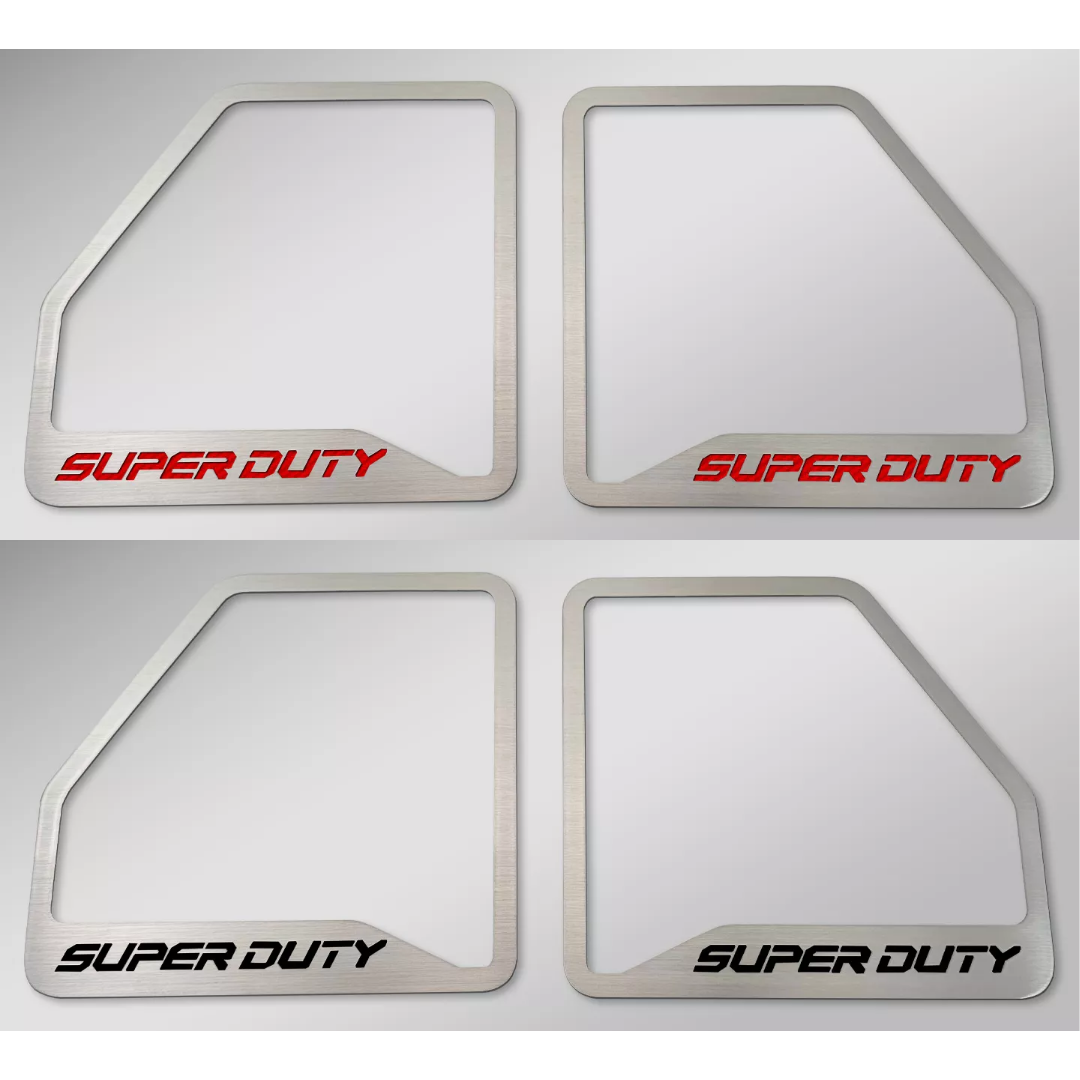 2017-2022 Ford F250 Brushed Deluxe Door Speaker Trim "SUPER DUTY" Logo 6pc | Select Inlay