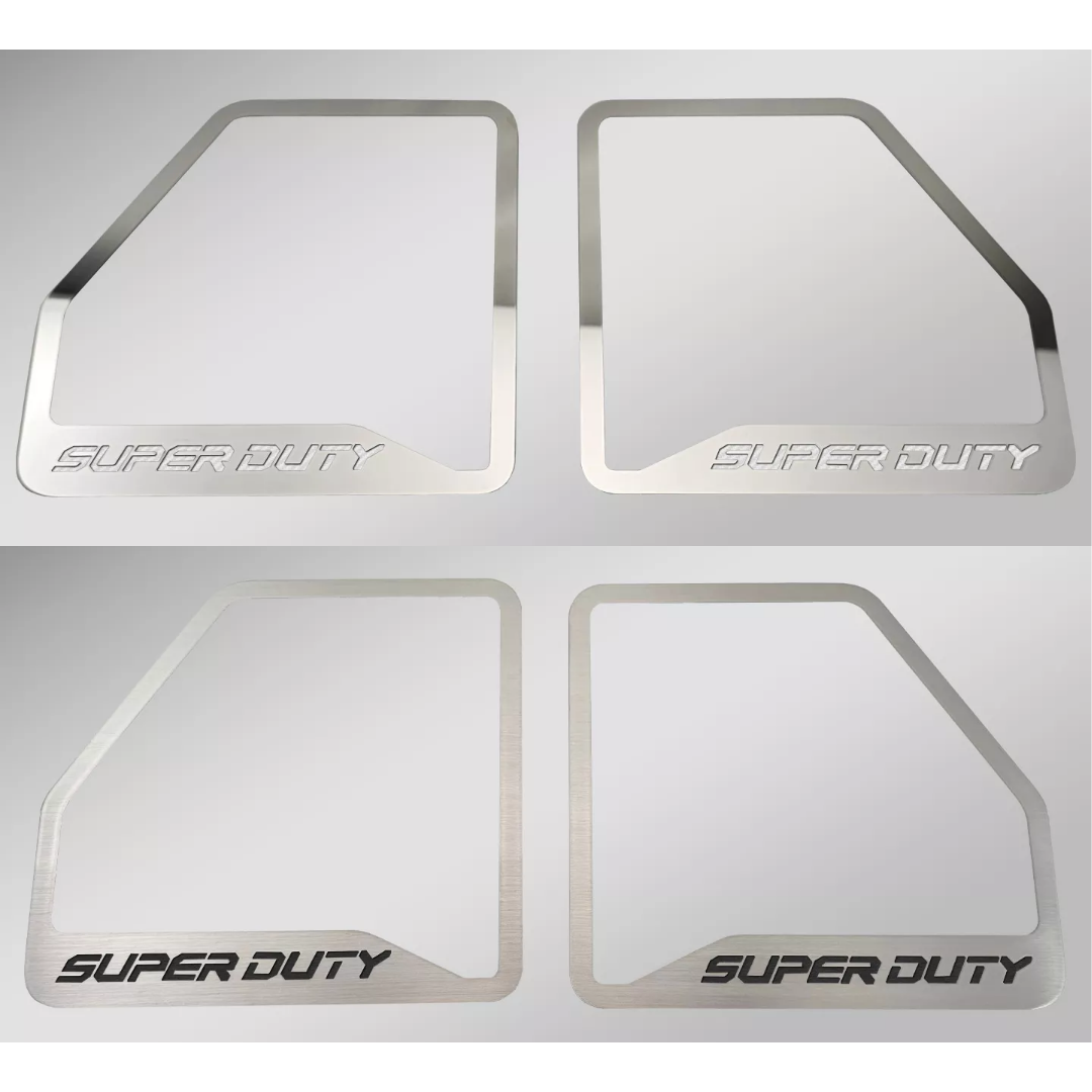 2017-2022 Ford F250 Brushed Deluxe Door Speaker Trim "SUPER DUTY" Logo 6pc | Select Inlay