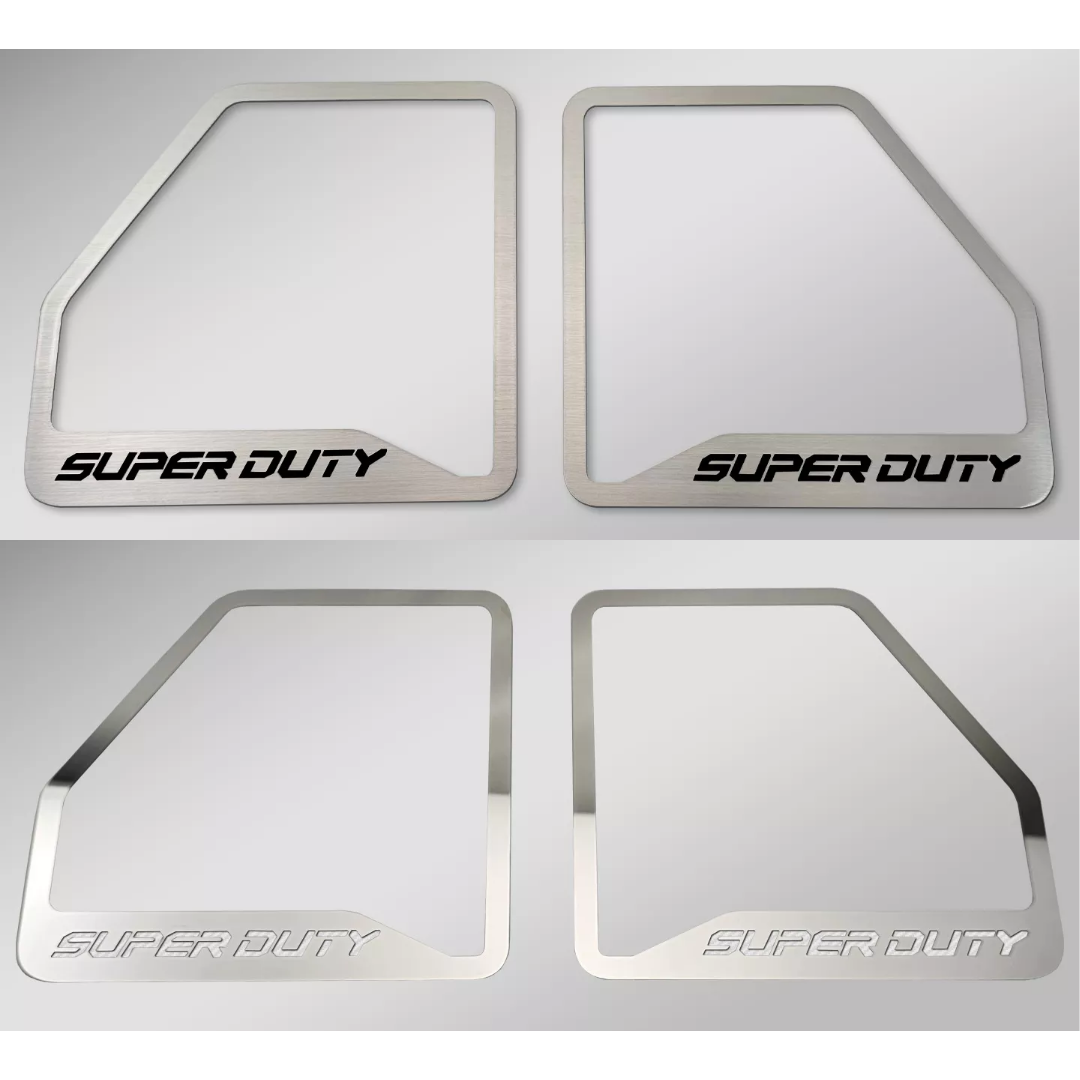 2017-2022 Ford F250 Polished Deluxe Door Speaker Trim "SUPER DUTY" Logo 6pc | Select Inlay