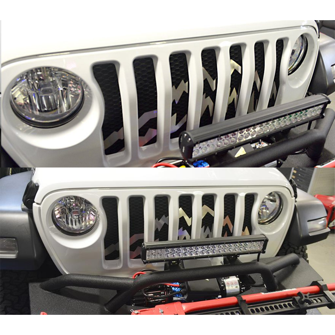 2018-2020 Jeep Wrangler JL - Front Grille Mountain Peaks Style | Brushed Stainless Steel