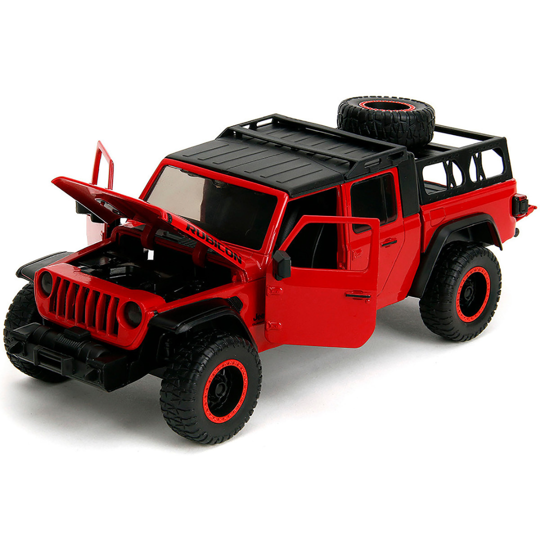 2020 Jeep Gladiator Rubicon Pickup Truck Red with Black Top and Extra Wheels "Just Trucks" Series 1/24 Diecast Model Car