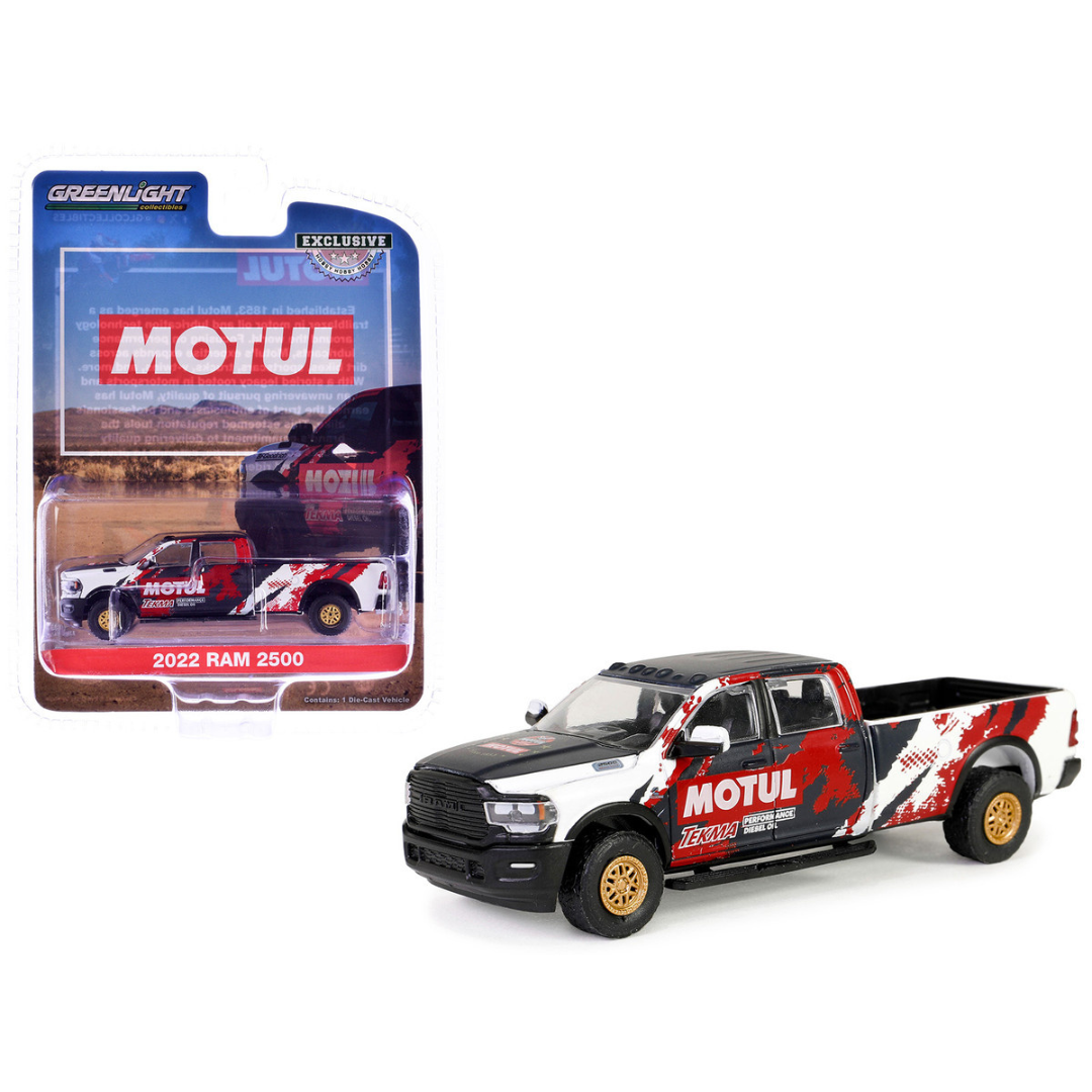 2022 Ram 2500 Pickup Truck "MOTUL Tekma Performance Diesel Oil" White and Black with Graphics "Hobby Exclusive" Series 1/64 Diecast Model Car