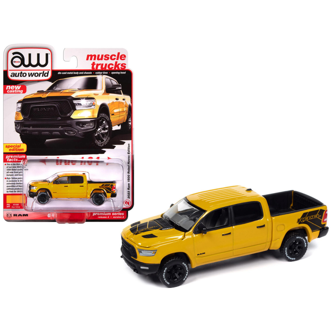 2023 Ram 1500 Rebel Havoc Edition Pickup Truck Baja Yellow "Muscle Trucks" Series 1/64 Diecast Model Car