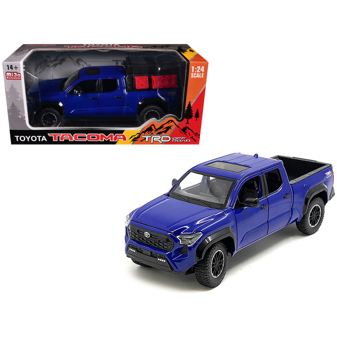 2024 Toyota Tacoma TRD Off-Road Edition Pickup Truck Blue Metallic with Bed Camper 1/24 Diecast