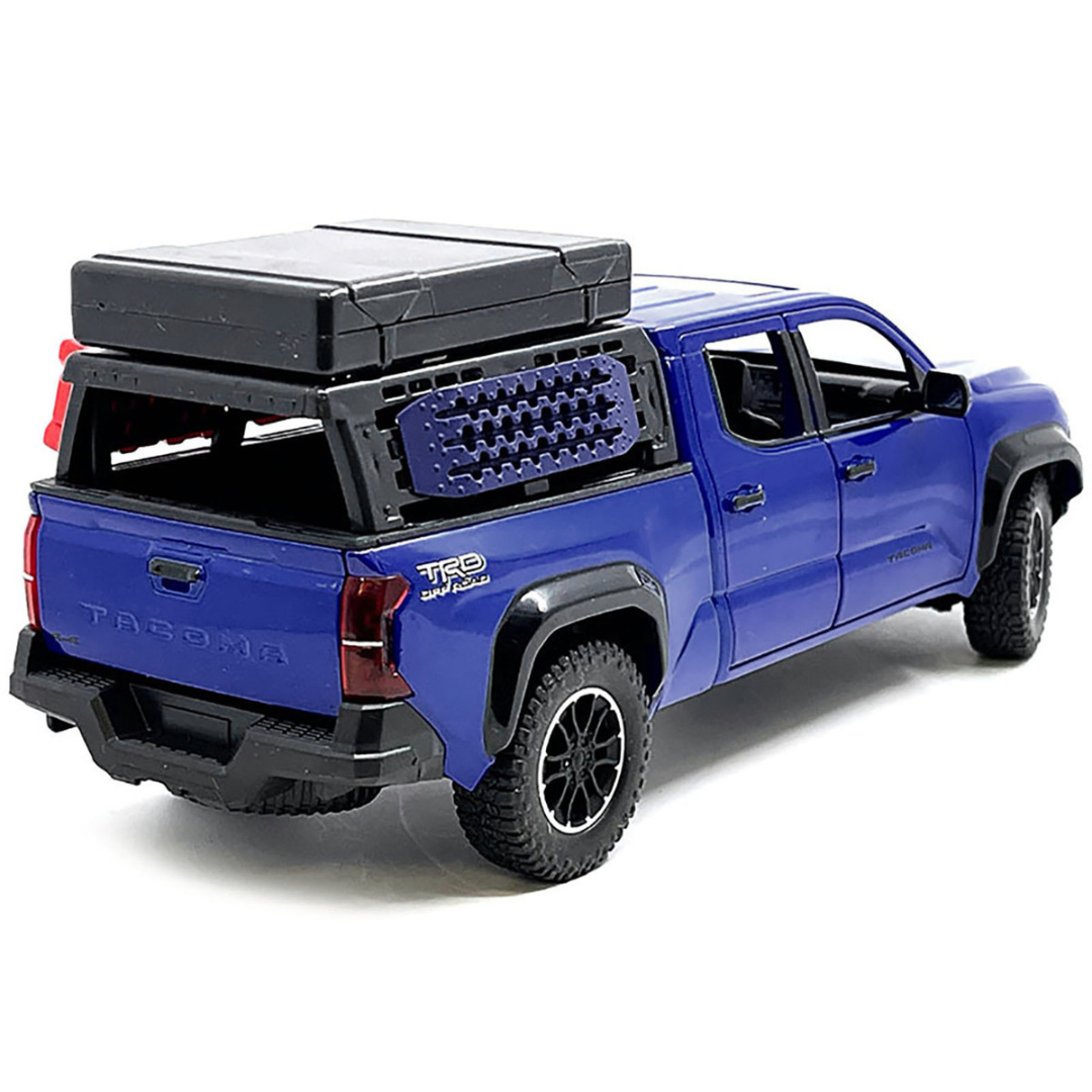 2024 Toyota Tacoma TRD Off-Road Edition Pickup Truck Blue Metallic with Bed Camper 1/24 Diecast