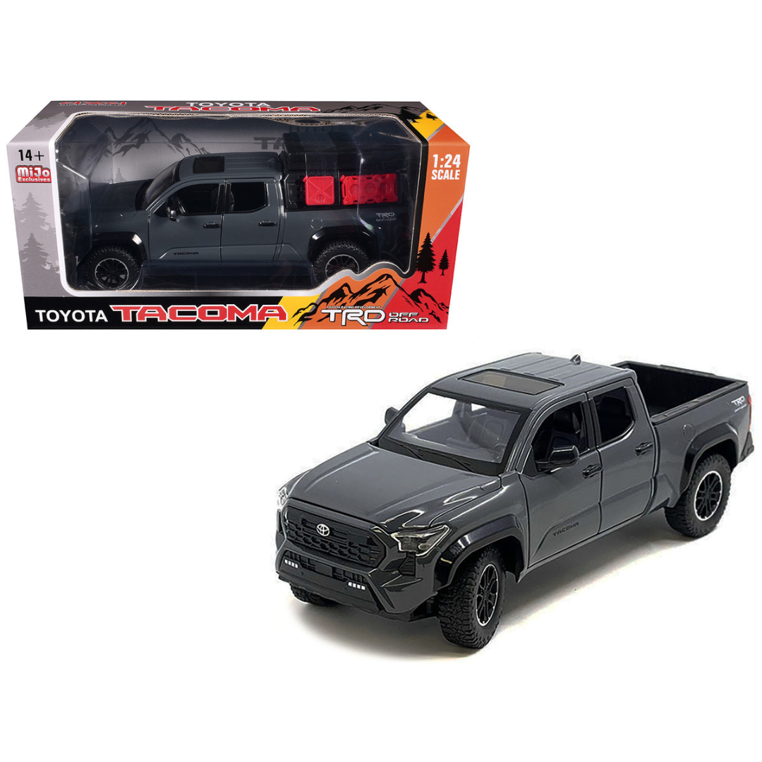 2024 Toyota Tacoma TRD Off-Road Edition Pickup Truck Gray with Bed Camper 1/24 Diecast Model Car