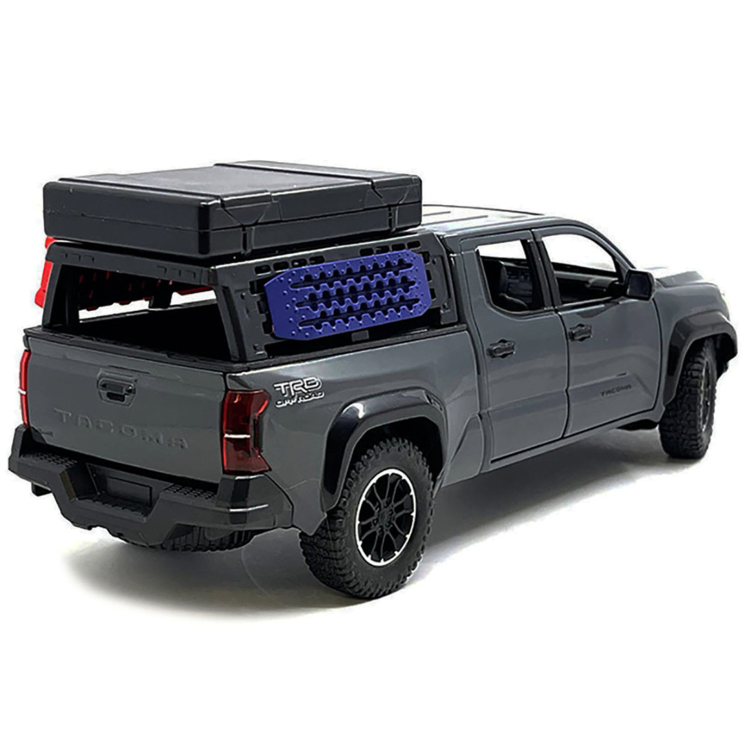 2024 Toyota Tacoma TRD Off-Road Edition Pickup Truck Gray with Bed Camper 1/24 Diecast Model Car