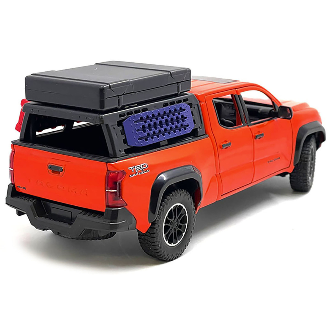 2024 Toyota Tacoma TRD Off-Road Edition Pickup Truck Octane Orange with Bed Camper 1/24 Diecast Model Car