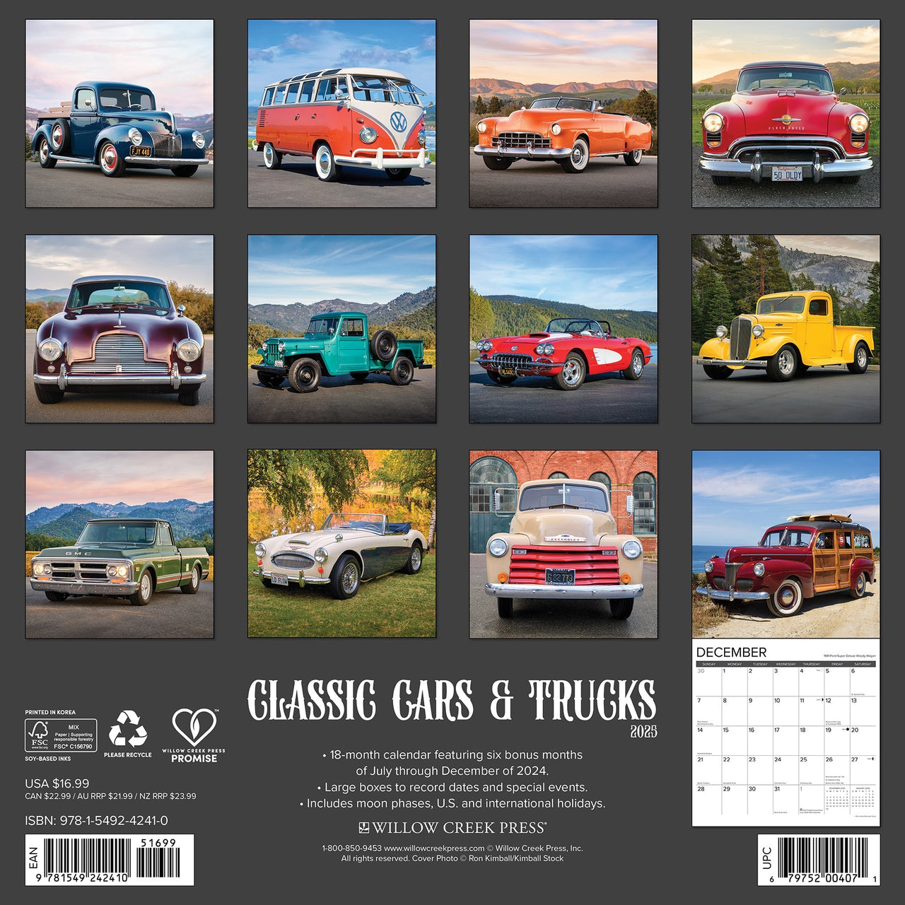 Classic Cars & Trucks 2025 Wall Calendar