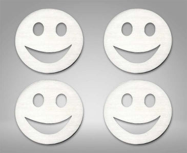 Smile Emoji Emblems 4Pc | Stainless Steel, Choose Finish-ACC-172009-corvette-store-online