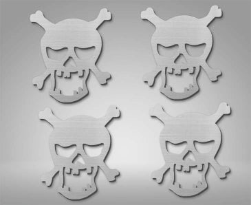 Pirate Skull Emblems 4Pc | Stainless Steel, Choose Finish-ACC-172015-corvette-store-online