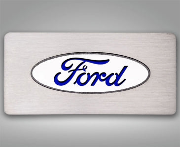 2009-2014 Ford Raptor - FORD Logo Glove Box Trim | Stainless Steel, Choose Inlay Color-ACC-771035-YLW-corvette-store-online