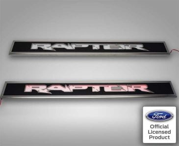 2010-2014 Ford Raptor - Carbon Fiber Front Door Sills w/Illuminated RAPTOR Lettering 2Pc | Choose LED Color-ACC-771037-YLWL-corvette-store-online