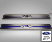 2010-2014 Ford Raptor/F150 - Door Sills Illuminated FORD Oval Style 2Pc | Polished Stainless, Choose LED Color-ACC-771038-YLWL-corvette-store-online