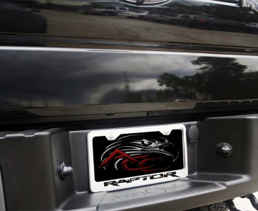 Ford Raptor - License Plate Frame with Laser Etched RAPTOR Lettering | Brushed Stainless-ACC-772017-corvette-store-online