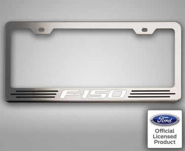 Ford F-150 Custom License Plate Frame with 'F-150' Lettering | Stainless Steel, Choose Vinyl or LED Color-ACC-772023-YLWL-corvette-store-online