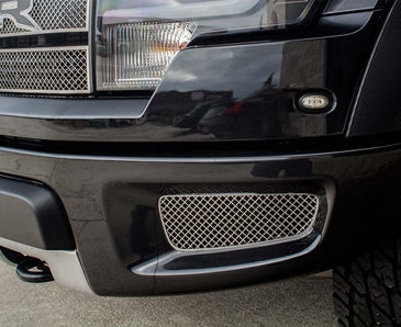 2010-2014 Ford Raptor - Laser Mesh Fog Light Grille 2pc Outer Only | Stainless Steel-ACC-772033-corvette-store-online